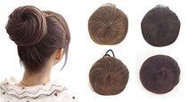 Load image into Gallery viewer, ZAIQUN Human Hair Chignons Hair Scrunchy Scrunchie Bun Updos Hair Extensions Wavy Curly Messy Donut Hairpiece Hair Robbon Ponytail Extensions(20g)