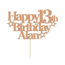 Load image into Gallery viewer, EDSG Personalised Happy Birthday Cake Topper | Custom Party Decoration with Any Name Any Age | Multicolour Glitter Cake Topper 13th 16th 18th 21st 30th 50th 60th 80th Hand Finished in UK
