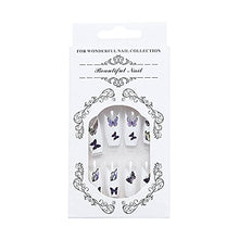 Load image into Gallery viewer, Brishow Coffin False Nails Butterfly Press on Nails White Long Fake Nails Ballerina Acrylic Stick on Nails 24pcs for Women Girls