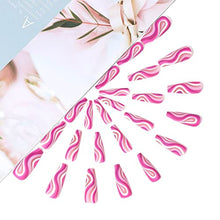 Load image into Gallery viewer, Brishow Coffin False Nails Long Fake Nails Pink Lines Press on Nails Ballerina Acrylic Stick on Nails 24pcs for Women and Girls