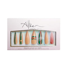 Load image into Gallery viewer, Bee Stripe Long Sculpted Stiletto Full cover Press on Nails Long Ballerina False Nail - Tips 20 pcs Acrylic fake Nails 10 Sizes