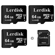Load image into Gallery viewer, Lerdisk Factory Wholesale 3 Pack Micro SD Card 64GB U3 C10 UHS-I MicroSDXC With SD Adapter Produced By 3C Group Authorized Licencee (64GB)