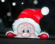 Load image into Gallery viewer, FINGOOO 74 Pieces Peeping Santa and Rudolph- Christmas Window Stickers Clings Snowflake Decal Window Decoration, 6 Sheets