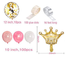 Load image into Gallery viewer, Sylbapestry Pink Balloon Arch Kit Balloon Garland 122pcs White Pink Gold Rose Bling Balloon Strip Birthday Wedding Party Backdrop (pink)