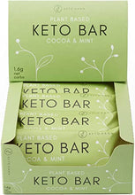 Load image into Gallery viewer, Keto Hana Cocoa & Mint Bar Keto Diet Vegan Grain Free Dairy Free Plant Based No Refined Sugars Gluten Free 1.6g Net Carbs - 40g a bar, 12 in a Box