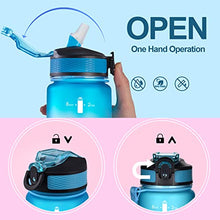 Load image into Gallery viewer, NAVTUE 1L Water Bottle with Straw, Sports Drinks Bottle with Time Markings, Leak Proof, Tritan BPA free, Dishwasher Safe, for School/Cycling/Running (BluePurple)