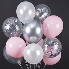 Load image into Gallery viewer, PartyWoo Balloons Pink Silver 60 Pieces 12 Inch Balloons Pink Silver Balloons White Glitter Balloons Pink Silver for Baby Party Decoration Baby Shower Decoration Girl Luftballons Rosa Silber