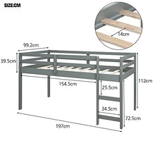 Load image into Gallery viewer, Cabin Bed Mid Sleeper Beds for Kids Bed with Stairs & Pull Out Desk & Chest Drawers & Storage Shelves Childrens Bed Loft Bed Single Wooden Bunk Beds Fits for 190x90cm Mattress (Not Included) (Grey)
