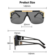 Load image into Gallery viewer, Oversized Flat Top Sunglasses Men Women Square One Piece Shades Semi-Rimless Glasses UV400
