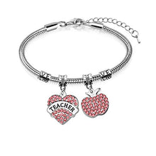 Load image into Gallery viewer, Awyuan Teacher Appreciation Gifts,Teacher Pink Crystal Heart Shape Bracelet Bangle,Graduation Gift for Teachers
