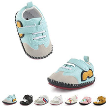 Load image into Gallery viewer, Baby Shoes Girls Boys Toddler Shoes PU Leather Hard-Soled Walking Sneakers Infant Rubber Shoes Newborn Cartoon Beginner Walking shoes0 to 18 Months (Blue, 0_Months)