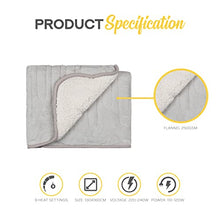 Load image into Gallery viewer, MONHOUSE Heated Throw - Electric Blanket - Digital Controller - Timer up to 9 hours, 9 Heat Settings, Auto Shutoff - Machine Washable - Single 130X160cm - Silver Shearling