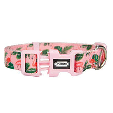 Load image into Gallery viewer, YUDOTE Pink Dog Collar Medium with Flamingos Print for Lively Female Girl Dogs Daily Use,Adjustable 31-49cm