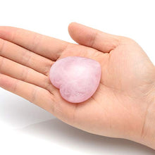 Load image into Gallery viewer, QGEM Natural Rose Quartz Puff Heart Worry Healing Stone Valentines Day Gift