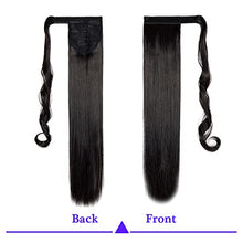 Load image into Gallery viewer, FXTYK 24 inches Wrap Around Ponytail Clip in Hair Extensions Long Straight Hairpiece Synthetic hair-Natural Black