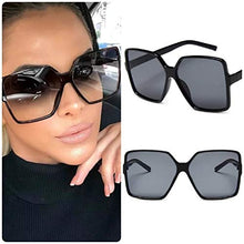 Load image into Gallery viewer, Oversized Sunglasses Women/Womens Square Frame Sun Glasses/Big Celeb Designer Styling Retro Vintage Festival Ibiza 2022 (Black)