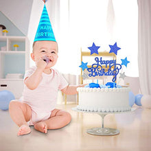Load image into Gallery viewer, VAINECHAY Birthday Cake Decorations Happy Birthday Cake Toppers for Boy Men Girl Women Kids Blue Star Cupcake Decoration Baby Shower Party Silver