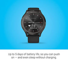 Load image into Gallery viewer, Garmin vivomove 3, Hybrid Connected GPS Smartwatch with Real Watch Hands and Hidden Touchscreen Display, Black with Slate Silicone Band