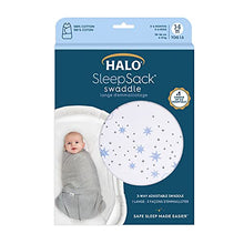 Load image into Gallery viewer, HALO Sleep Sleepsack Swaddle, 1.5 TOG 100% Cotton Swaddle, Newborn Baby Swaddle Blanket, Unisex for Boys and Girls, 0-3 Months, Midnight Moons Blue