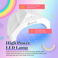 Load image into Gallery viewer, Beetles Gel Nail Polish Starter Kit with U V Light 12 Colors Red, Neon Pink Rainbow Summer Gel Nail Kit with 48W LED Nail Lamp Gel Base Top Coat Cure Yellow Neon Green Gel Polish Nail Gift for Women