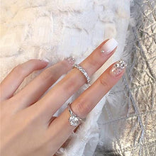 Load image into Gallery viewer, Glossy White Press on Nails 24PCS Bling Silver Glitter False Nails with Rhinestone French Design Nail Art for Women and Girls Party Salon