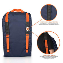 Load image into Gallery viewer, Car Seat Travel Bag - Strong Non Rip Nylon, Fits All Sizes, Navy, with Sun Shade