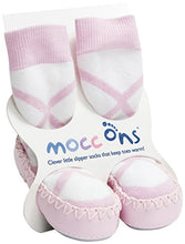 Load image into Gallery viewer, Mocc Ons moccasin washable leather sole slipper socks (24-36 Months, Ballerina)