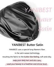Load image into Gallery viewer, YANIBEST Silk Satin Bonnet Hair Cover Sleep Cap - Adjustable Stay on Silk Lined Slouchy Beanie Hat for Night Sleeping, Ab-black, L