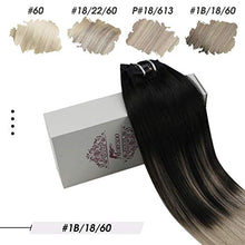 Load image into Gallery viewer, Moresoo Balayage Clip in Hair Extensions Human Hair Extensions Clip in Black to Ash Blonde with Blonde 20 Inch Double Weft Clip in Human Hair Extensions 7PCS 120G