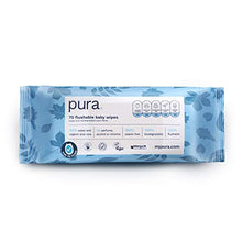 Load image into Gallery viewer, Pura Flushable Baby Wipes 100% Plastic Free, 99% Water, Suitable for Sensitive Skin & Eczema Prone Skin, Hypoallergenic. Biodegradable, Compostable, Vegan. 10 x 70 per pack, (700 Wet Wipes)