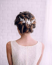Load image into Gallery viewer, Simsly Bride Hair Wedding Hair Vines, Crystal Headpieces Flower Headband Bridal Hair Pieces, Pearl Hair Accessories for Women and Girls Hair Styling Accessories(Silver)