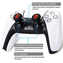 Load image into Gallery viewer, Playrealm FPS Thumbstick Extender & Printing Rubber Silicone Grip Cover 2 Sets for PS5 Dualsenese & PS4 Controller (Ghost Red)