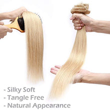 Load image into Gallery viewer, Remy Hair Extensions Clip in Human Hair Extension #24 Natural Blonde 16"- 130g Double Weft Straight 8 Pcs Full Head