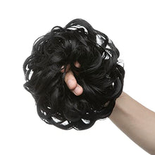 Load image into Gallery viewer, Hair Buns Hair Piece Messy Scrunchie for Women Girls Thick Updo Hairpieces Wavy Curly Ponytail Extensions Chignon Bun Donut Synthetic Black