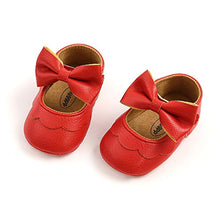 Load image into Gallery viewer, MASOCIO Baby Girl Shoes Infant First Walking Bowknot Princess Mary Jane Shoes Red 0-6 Months