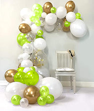 Load image into Gallery viewer, Ready Balloon Arch Kit – 122 Pcs Including Balloon Pump, White, Green and Confetti Balloons – Balloon Arch for Baby shower, Birthday Parties and for Welcome Parties