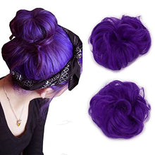 Load image into Gallery viewer, Observe your hair color outdoors! iLUU Purple Blue Hair Bun Extensions Messy Hair Scrunchies Synthetic Fiber Hair Pieces for Women 2pcs/pack Hair Bun Donut Updo Ponytail Hairpiece (2410#)