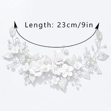 Load image into Gallery viewer, Flower Bride Wedding Hair Vine Silver Pearl Hair Accessories Bridal Headband Headpiece for Women and Girls