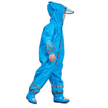 Load image into Gallery viewer, LIVACASA 3D Cute Raincoat Kids Waterproof Breathable Rainsuit All in One Puddle Suits Boys Girls Hooded Muddy Suit with Reflector Lightweight PVC Transparent Hat Brim for Kids Blue S 3-5 Years