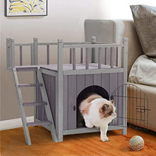 Load image into Gallery viewer, Cat/Dog/Rabbit House Outdoor and Indoor in wood, Feral Pet Houses with Stairs for Dogs