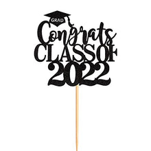 Load image into Gallery viewer, Blumomon 1Pc Black Glitter Congrats Grad Cake Topper 2021 Graduation Party Decorations Supplies Graduation Cake Topper Happy Graduation Party Decorations
