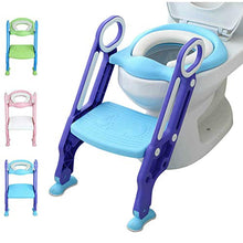 Load image into Gallery viewer, Potty Training Toilet Seat with Step Stool Ladder for Kids Children Baby Toddler Toilet Training Seat Chair with Soft Cushion Sturdy and Non-Slip Wide Steps for Girls and Boys (Blue Purple)