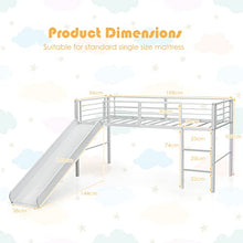 Load image into Gallery viewer, COSTWAY Kids Mid Sleeper Bed, Children Loft Beds with Slide, Stairs and Safety Guardrails, Metal Single Bunk Bed Frame for Boys Girls, 150kg Capacity (White)