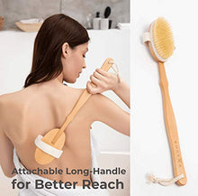 Load image into Gallery viewer, Dry Brushing Body Brush Set - Best for Cellulite, Lymphatic Drainage & Skin Exfoliating - Natural Bristle Spa Kit - Long Handle Back Scrubber, Massager & Face Exfoliator for Radiant Skin