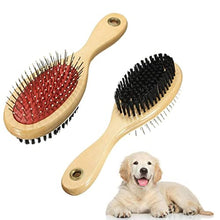 Load image into Gallery viewer, Wooden Dog Brush Double Sided Pet Hair Grooming Brush Dog Pin Brush and Bristle Soft Brush, Dogs Comb and Brush Grooming Tools for Cleaning for Dogs & Cats with Long or Short Hair
