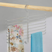 Load image into Gallery viewer, iDesign 6760 Scarf Hanger with 8 Tiers, Metal Hanging Scarf Organiser for Wardrobe or Closet, Also Works as Tie Rack or Belt Hanger, Silver