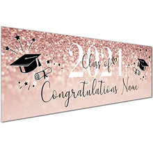 Load image into Gallery viewer, 6ft x 1 | Personalised Graduation Banners | Graduation Decorations Banner | Graduation Party Decorations Banner | Graduation Backdrop | Happy Graduation | Rose Gold