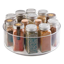 Load image into Gallery viewer, mDesign Lazy Susan Turntable Condiment Holder - Set of 2 - Plastic Revolving Condiments and Spice Rack - Ideal Kitchen Storage Unit for Cooking Oil, Ingredients, Bottles and Jars - Clear