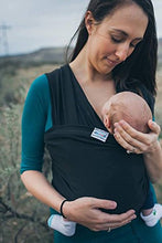 Load image into Gallery viewer, Baby Wrap Sling Organic Stretchy Premium Carrier | UK/EU Safety Tested | Made in UK by Joy and Joe | Suitable from Birth to 16Kg | with Hat, Bag and Full Colour Instruction (Black)