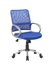 Load image into Gallery viewer, Boss Office Products B6416-BE Mesh Back Task Chair with Pewter Finish in Blue